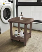 Ciokea Adirondack Outdoor Side Table, 2-Tier Sturdy Patio End Table Weather Resistant, Morden Side Table for Patio, Pool, Porch, Brown