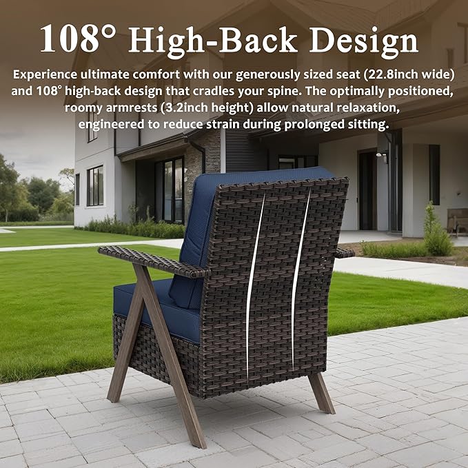Outdoor Patio Wicker Chair Set of 2, Bistro Chair Set Patio Conversation Sets for Garden Lawn & Poolside