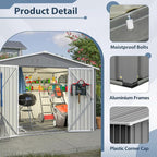 10X8 FT Outdoor Tool Storage Shed with Metal Foundation & Lockable Doors, All Weather Metal Sheds for Garden, Patio, Backyard, Lawn, Gray