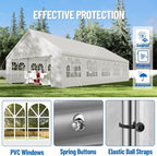 20'X32' Party Tent with Removable Sidewall Windows, Outdoor Heavy Duty Wedding Gazebo, Event Shelter Wedding Canopy Tent for Parties Carport BBQ, White & Straight Edge