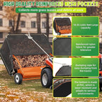 42" Lawn Sweeper Tow Behind, Grass Sweeper Tow Behind with 18.55 cu. ft Large Hopper, Heavy Duty Leaf & Grass Collector, Adjustable Brush Height Lever and Dumping Rope, Lawn and Yard Cleanup Tool
