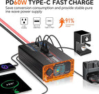 1500W Pure Sine Wave Inverter, Car Power Inverter 12V to 110V 120V, DC to AC Converter Generator with AC Outlets 3.0A USB Type-C, Remote Controller LCD Display Truck Inversor for Vehicles, RV
