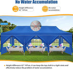 HOTEEL 10x30 Pop up Canopy Tent for Parties, Heavy Duty Easy Setup Tent with 8 Sidewalls, Outdoor Commercial Instant Gazebo for Wedding Event, with Portable Bag & Sand Bags, Blue(Hexagonal Frame)