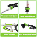 Tool Daily 21FT Telescoping Pressure Washer Wand with Brush, Power Washer Extension Wand, Aluminum Telescopic Gutter Cleaner with 3 Curved Rods, 5 Sprayer Nozzle Tips and Adjustable Belt, 4000 PSI