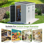 4x8 FT Lean-to Resin Shed with Floor Included, Waterproof Plastic Storage Cabinet, Garden Tool Shed for Outdoor Wall
