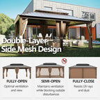 12' x 20' Outdoor Hardtop Gazebo Aluminum Frame with Double Metal Roof, Canopy Netting, Curtain, Patio Permanent Galvanized Steel Gazebo for Backyard, Garden, Party, Deck, Lawn
