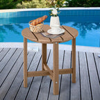 Tangkula Round Outdoor Side Table, 18 Inch Weather Resistant HDPE Adirondack Table, Outdoor Indoor Chairside End Tables, Patio Side Table for Lawn Garden Balcony Backyard, Easy Assembly (1, Brown)