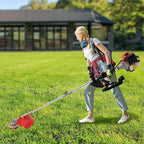 Weed Eater Gas Powered Weed Edger, 33CC 2 Blade Heads, Air-Cooled 2 Stroke Cordless Lawn Edgers Gas Powered Weed Trimmer with Handle & Shoulder Strap for Garden Lawn Grass Trimmer