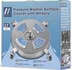 M MINGLE 17'' Pressure Washer Surface Cleaner, Driveway Pressure Washer Attachments with 2 Power Washer Replacement Wands and Nozzles, 1/4" Quick Connect, 4000 PSI