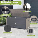 KUIKUI Deck Boxes Outdoor Waterproof, Large Outdoor Deck Box with Wheels Waterproof, 260 Gallon XXL Storage Box Lockable, Grey