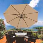 Sundale Outdoor 11 ft Patio Umbrella with Sand Bag Umbrella Base Included, Outdoor Umbrella with Tilt and Crank, Tan