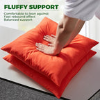WOLKI Waterproof Outdoor Pillows 20x20 Feather and Down Filled Throw Pillow for Patio Furniture, Outside Decorative Pillow Set of 2, Orange