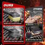 Grill Brush for Outdoor Grill - Bristle Free Grill Cleaner Brush, BBQ Brush with Durable Scraper for Cast Iron or Stainless-Steel Grates, 2 Replaceable Heat-Resistant Heads (Grill Brush Yellow)