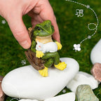 Miniature Frog Garden Statue with Cat Figurine, Frog Gifts, 3.14'' Outdoor Decorations for Yard and Garden