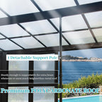 12' x 14' Patio Sun Room Kit, Outdoor Lean-to Enclosed Gazebo, Wall Mounted Solarium, All Season Sunroom Against The Wall with Removable Polycarbonate Roof/Windows, 2 Lockable Sliding Doors