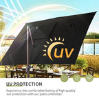 JZAC & QZYD 10 X 13 FT Cantilever Patio Umbrella with Base Included Outdoor Rectangle Offset Large Heavy Duty Double Top Umbrellas with 360° Rotation for Deck Backyard Garden, Black