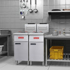 Commercial Gas Floor Fryer with 2 Baskets, 120000 BTU Natural Gas Fryer-Only Commercial Use, 4 Heating Tubes, 55 lb Oil Capacity Deep Fryer for Restaurants, Fast Food, Food Trucks