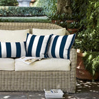 LVTXIII Outdoor Throw Pillows 18x18 Patio Waterproof Square Pillows with Piping Fade Resistant Accent Pillow for Spring Summer Garden Decoration, Set of 2, Cabana Navy