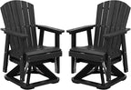 SERWALL Adirondack Swivel Glider Chair, HDPE Swivel Glider Set of 2 for Outdoor, All-Weather Glider Chair for Porch, Balcony, Midnight Black
