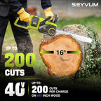 SEYVUM Brushless 40V 16 Inch Chainsaw with 2 x 4.0Ah Batteries, Electric Chain Saw Cordless with Tool-free Chain Tension, Auto Oiling, Heavy-Duty for Tree Felling, Firewood Cutting, Pruning