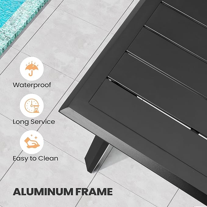 Aluminum Outdoor Dining Table for 6-8, 83" Rectangle Patio Table with 1.69" Umbrella Hole, All-Weather Deck & Backyard Furniture