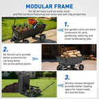 Yesker Garden Carts - 900lbs Dump Wagon with All Terrain Inflatable Wheels for Yard Lawn Farms Gardening - Heavy Duty Utility Outdoor Hauling Wheelbarrow