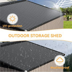 Aoxun 10 x 12FT Outdoor Storage Shed with Double Hinged Large Door Utility Garden Shed with Lockable Door & Sloped Roof Metal Sheds Outdoor Storage for Garden, Backyard, Patio and Backyard, Brown