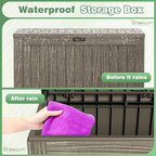 Greesum 120 Gallon Outdoor Storage Box with Lock - Large Resin Deck Box, Reinforced Lid for Garden, Patio, Lawn, Coffee