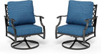 HERA'S HOUSE Outdoor Chairs Set of 2, 2 x Patio Chair with Pacific Blue Cushions, All Weather Outdoor Furniture for Lawn Garden Backyard Deck(Swivel Chairs)