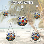 Stained Glass Suncatcher, Colorful Flowers Green Leaf Sun Catcher Landscape Stain Glass Window Hanging Decoration Mother's Day Birthday Gifts for Women Men Mom Nana 15 in