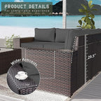 Outdoor Patio Furniture Set, 12 Pieces Outdoor Furniture All Weather Patio Sectional Sofa PE Wicker Modular Conversation Sets with Coffee Table,10 Chairs and Seat Clips Grey