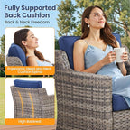 Outdoor Swivel Rocking Chair, Rocking Chair Outdoor with Stylish Armrests, Wicker Patio Chairs Set of 2 with Comfy Cushions for Garden Deck Porch