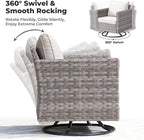 ovios 10 Pieces Patio Furniture Set, Outdoor Wicker Sectional Sofa with 42" Fire Pit Table Swivel Chairs, Modern Modular Deep Seat Rattan Couch Conversation Sets, Beige