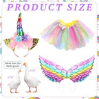 Abbylike Unicorn Goose Outfits Halloween Porch Goose Costume for 23'' Cement Statue Unicorn Headband Tutu Skirt and Wing for Party Outdoor Yard Lawn Garden Patio Decor