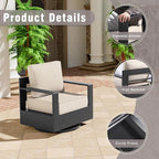3 PCS Aluminum Patio Conversation Set - Outdoor 3-Seater Sofa, 2 360° Swivel Chair with 6" Thick Water-insistant Cushions, All-Weather Use Frame, Removable Cover, Ideal for Garden, Poolside (Beige)