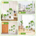 iDavosic.ly Plant Stand Indoor Outdoor, 6 Tier Corner Metal Flower Display Holder Shelf, Folding Tall Orchid Rack for Patio Balcony Porch Garden Living Room House, Wrought Iron - White