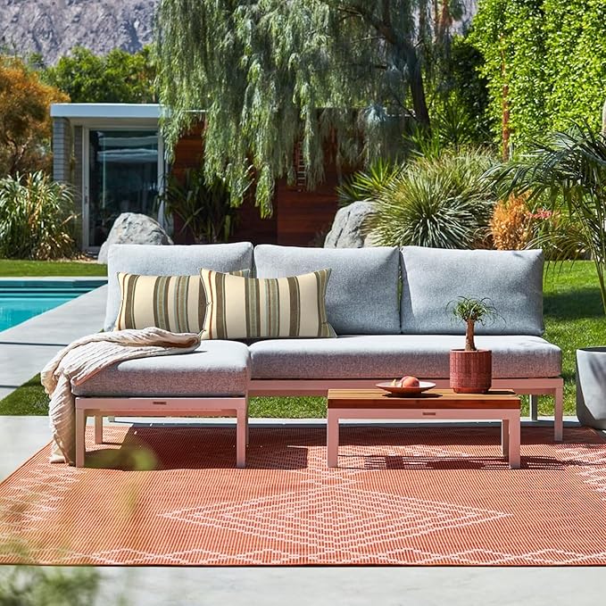 LVTXIII Outdoor Lumbar Pillow Covers 12"x20", Covers ONLY, 2 Pack 30x50cm Lumbar Cushion Cover with White Piping for Home Patio Garden Sofa Bench, Stripe Onyx