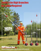 48CC Gas Powered Pole Saw 16FT Lightweight with Auto Lubrication, Safety Lock, and Quick Stop for Easy Tree Trimming (GZJ-005)