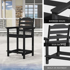 OTSUN 24 Inch HDPE Counter Height Outdoor Chair, All Weather Resistant Adirondack Bar Stools for Balcony, Porch Kitchen(1 PC, Black)