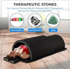 Golden Wave Far Infrared Sauna Dome, with 360° Body Coverage, Professional Home Spa Zero-EMF Unit with Therapeutic Stones, Single Person Use, Black