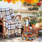 Fall Thanksgiving Goose Outfit Sunflower Porch Goose Costume with Hat Necklace for 23 Autumn Patio Yard Lawn Decor(Multicolor Sunflower)