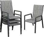 UDPATIO Patio Chairs Set of 4, Stackable Outdoor Dining Chairs with All Weather Breathable Textilene, High Back Metal Frame for Lawn Garden Backyard Deck, Brown