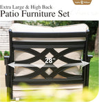 Sophia & William 4 Piece Patio Furniture Set, Outdoor Conversation Sets 5 Seat Clearance with 3-seat Sofa x 1, Rocking Chair x 2, Metal Coffee Table x 1 for Front Porch Lawn, Beige