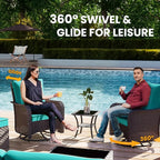 11 Pieces Outdoor Patio Furniture Set Outdoor Furniture Patio Sectional Sofa Conversation Sets w/ETL Approved 45" Gas Outdoor Fire Table & Coffee Table, Swivel Rocking Chair (Turquoise)