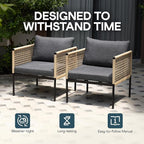 Idzo Oscar Wicker Outdoor Lounge Chair Set of 2, Sturdy Metal Frame, Weather-Resistant Rope Weave, Plush Olefin Cushions, Modern Patio Chairs for Backyard, Balcony, or Poolside