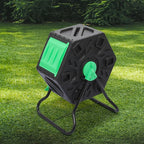 MoNiBloom 17 Gallon Single Compost Tumbler, BPA Free Outdoor Light Weight Compost Bin w/Sliding Door, All-Season Fast Working Rotating Chamber Composters for Garden Patio