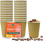 ECO SOUL 12oz Compostable Ripple Cups (100 Pack) – Biodegradable Paper Cups, Non-Toxic Disposable Cups for Hot Drinks, To-Go Coffee Cups, Eco-Friendly & Ripple Paper Cups