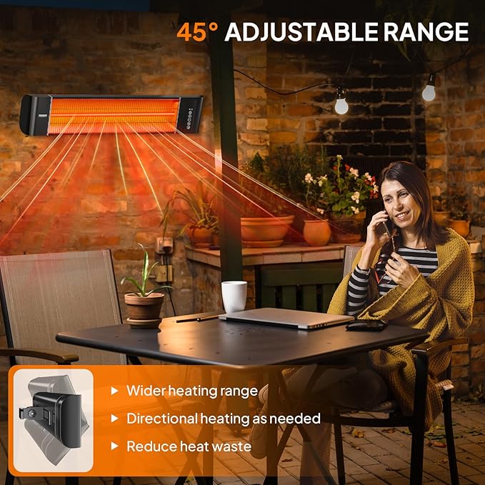 ROVSUN 1500W Outdoor Electric Heater, Patio Wall Mounted Heater with 12H Timer, 3 Adjustable Modes, 3s Instant Heating for Indoor Outdoor Backyard Garage (1 Set)
