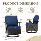 Outdoor Wicker Swivel Chairs Set of 2, Patio Furniture Set with 360 Degree Wicker Swivel Rocking Chairs with Metal Frame and Deep Seating