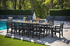 12 Piece HDPE Outdoor Dining Set for 10, Patio HDPE Furniture Set with 2 Table and Umbrella Hole, Outdoor Table and Chairs for Garden, Poolside, Backyard, Deck